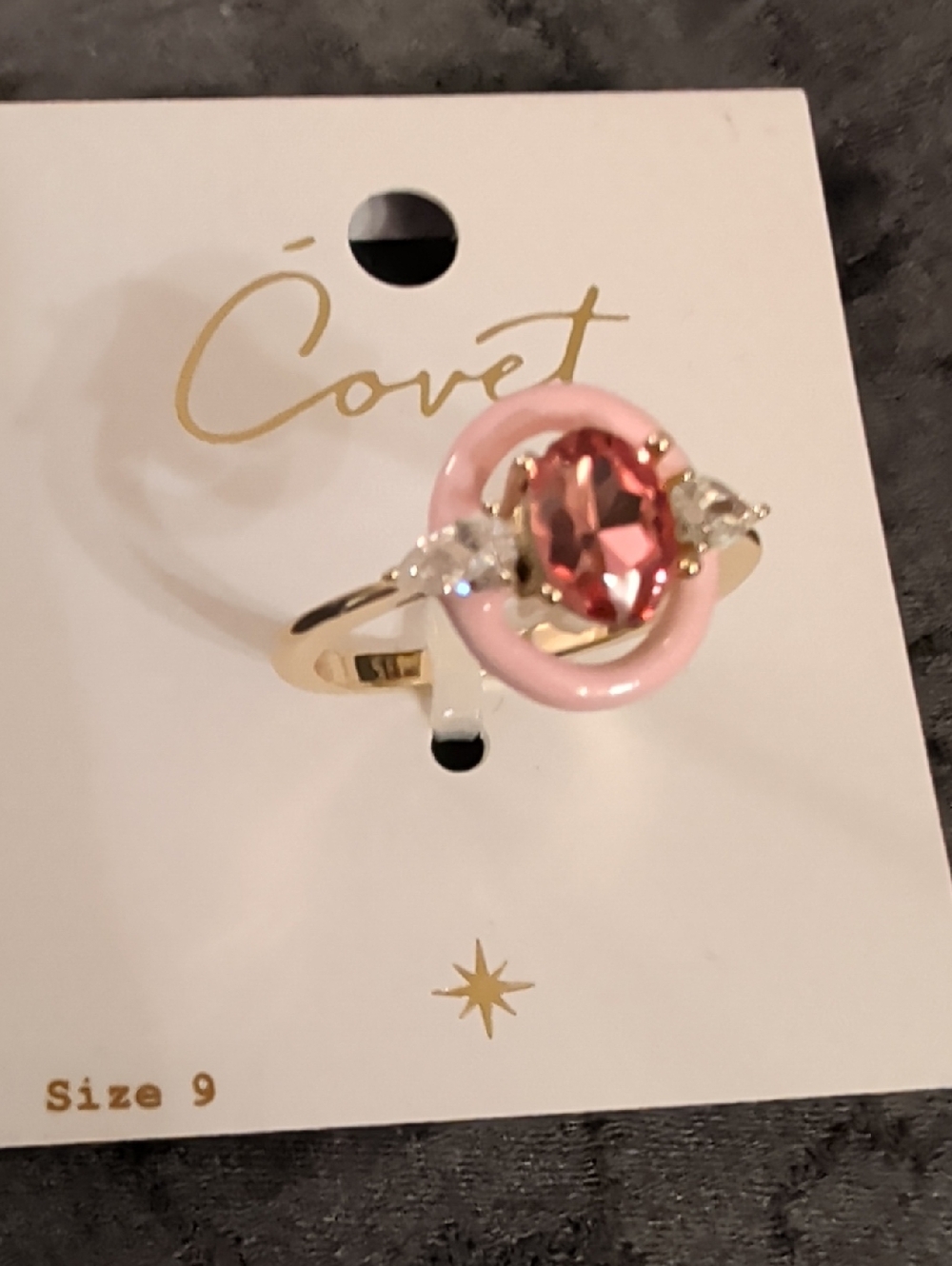 Covet Stacking Rings Lot; 7 Enameled Gold-toned w/ Colored Stones - Picture 2 of 14